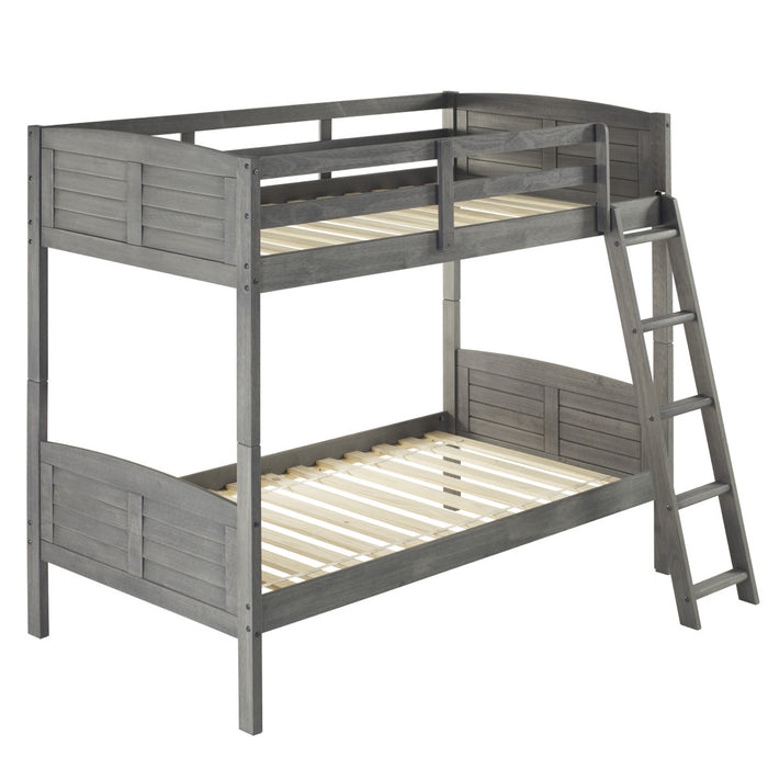 Donco 2010 Twin/ Twin Louver Bunkbed Antique Grey with Ladder