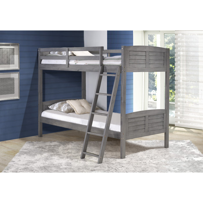 Donco 2010 Twin/ Twin Louver Bunkbed Antique Grey with Ladder