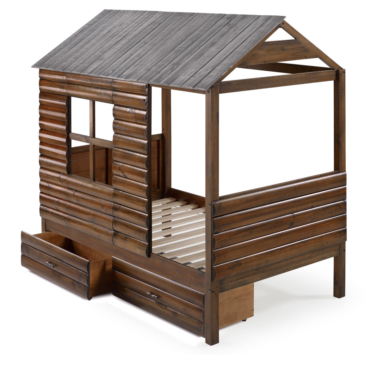 Donco Kids Twin Log Cabin Low Loft