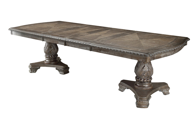 Kiera Gray Formal Traditional Extendable Dining Table Set