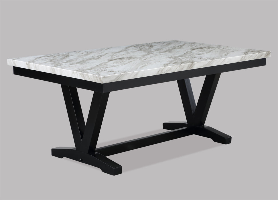 Tanner 2222 Faux White Marble Dining Set