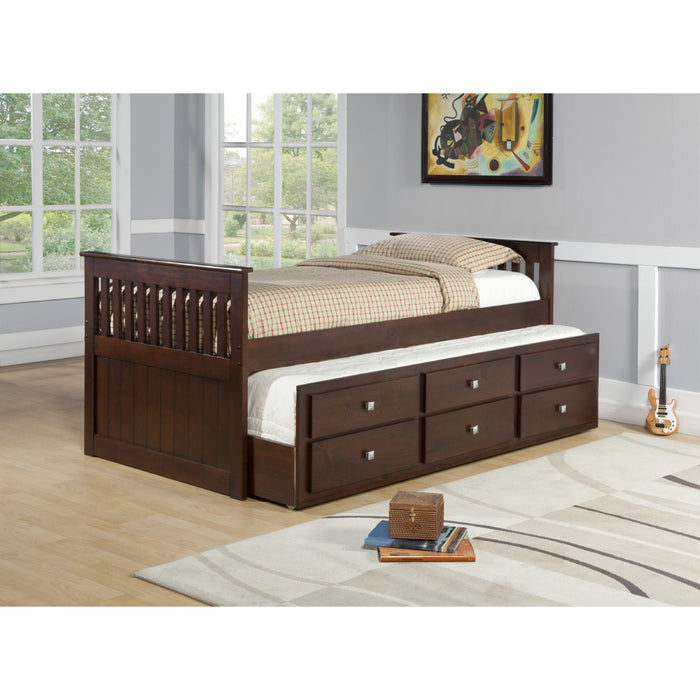 Donco 303 Twin Mission Captains Trundle Bed in Cappuccino