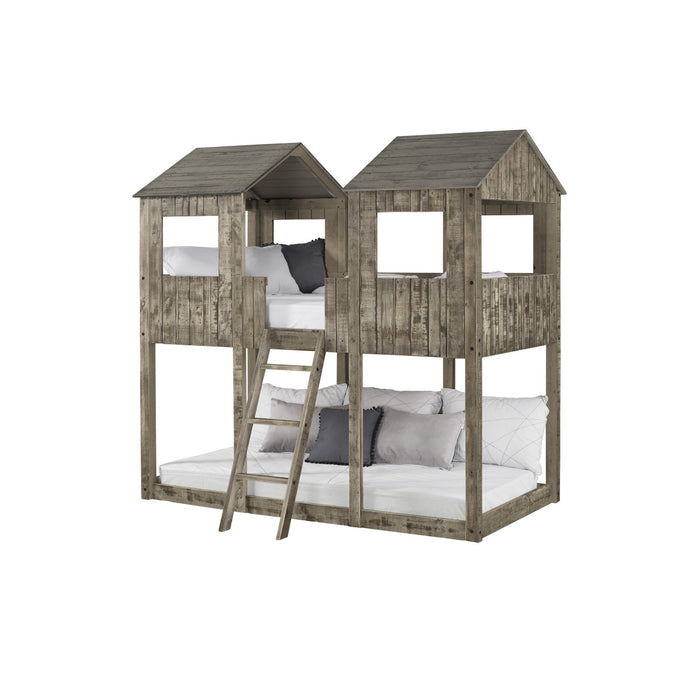 Donco 3225 Twin/ Twin Tower Bunkbed Rustic Dirty White
