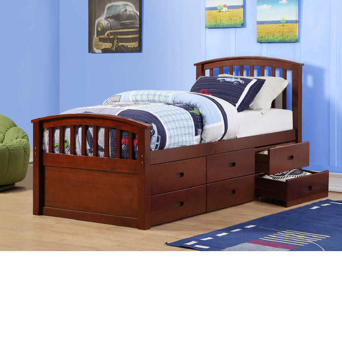 Donco 425 Twin 6 Drawer Captains Bed in Cappuccino