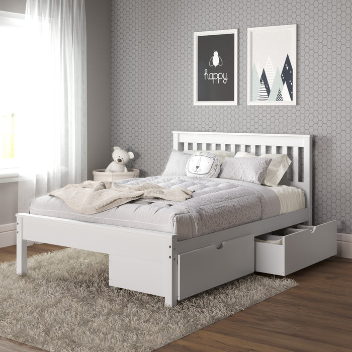 Donco 500 Full Contemporary Bed Frame in White Underbed Storage/ Trundle
