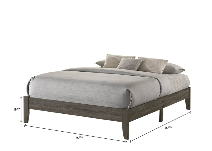 Skyler 5109 Full Platform Wood Bed Frame In Grey